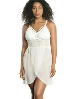 Parfait Mia Lace & Mesh Padded Full Bust Chemise in Pearl White