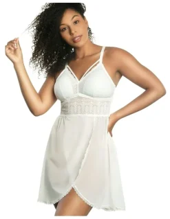 Parfait Mia Lace & Mesh Padded Full Bust Chemise in Pearl White