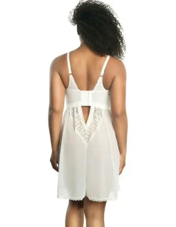 Parfait Mia Lace & Mesh Padded Full Bust Chemise in Pearl White