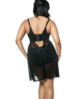 Parfait Mia Lace & Mesh Padded Full Bust Chemise in Black