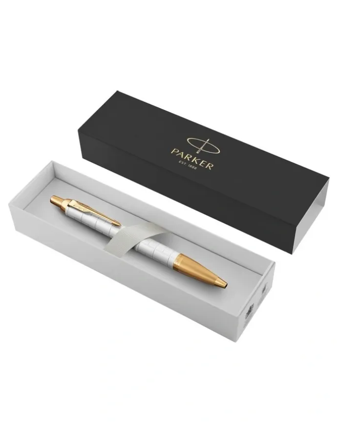 Parker IM Premium Trim Ballpoint Pen in Pearl/Gold