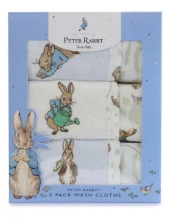 Peter Rabbit Benjamin Bunny Wash Cloths 3 Pack in Blue
