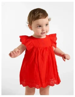 Peter Rabbit Broderie Dress in Red