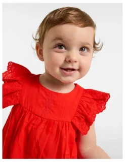 Peter Rabbit Broderie Dress in Red