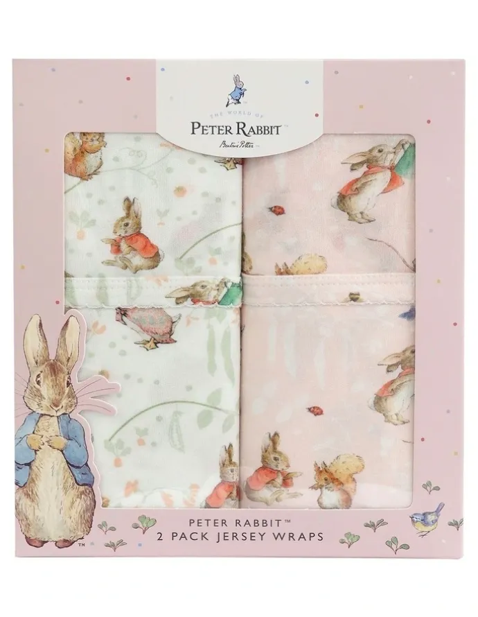 Peter Rabbit Flopsy Mopsy and Cottontail Jersey Wraps 2 Pack in Pink
