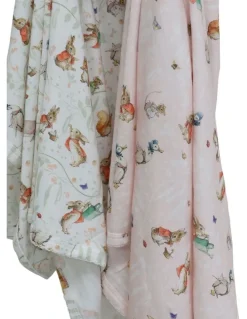 Peter Rabbit Flopsy Mopsy and Cottontail Jersey Wraps 2 Pack in Pink