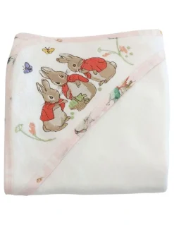 Peter Rabbit Flopsy Mopsy and Cottontail Hooded Towel in White