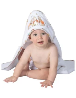 Peter Rabbit Flopsy Mopsy and Cottontail Hooded Towel in White
