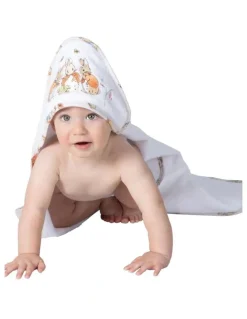 Peter Rabbit Flopsy Mopsy and Cottontail Hooded Towel in White