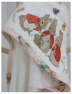 Peter Rabbit Flopsy Mopsy and Cottontail Hooded Towel in White