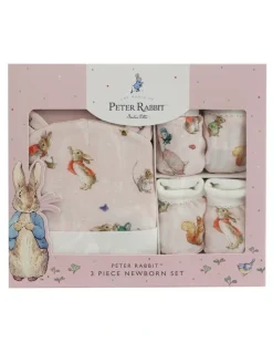Peter Rabbit Flopsy Mopsy and Cottontail Newborn Set 3Pieces in Pink