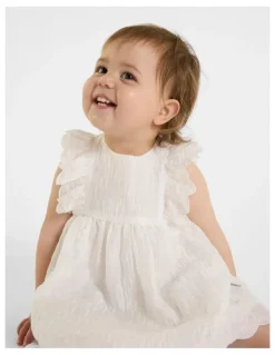Peter Rabbit Metallic Spot Occasion Dress in White