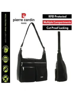 PIERRE CARDIN Anti-Theft Cross Body Bag in Black