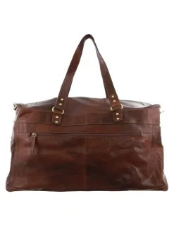 PIERRE CARDIN Burnished Leather Multi-Compartment Overnight Bag in Legend