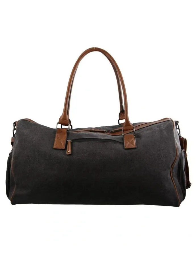 PIERRE CARDIN Canvas Overnight Duffle Bag in Black