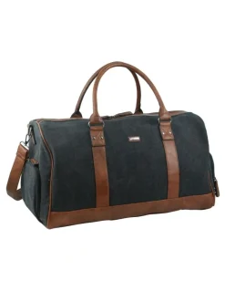 PIERRE CARDIN Canvas Overnight Duffle Bag in Black