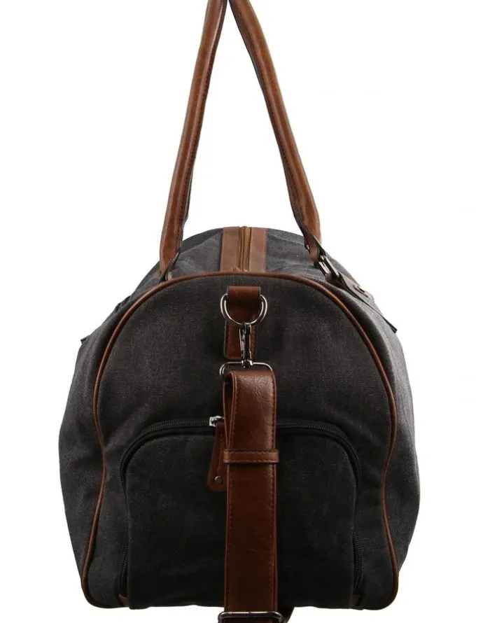 PIERRE CARDIN Canvas Overnight Duffle Bag in Black