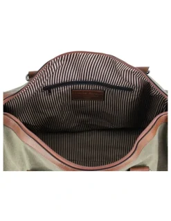 PIERRE CARDIN Canvas Overnight Duffle Bag in Green