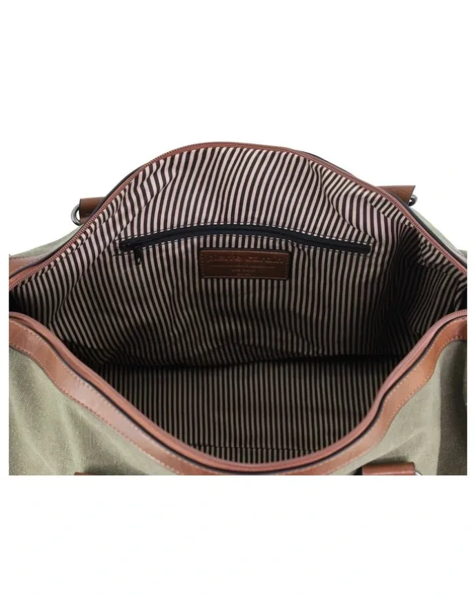 PIERRE CARDIN Canvas Overnight Duffle Bag in Green