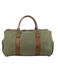 PIERRE CARDIN Canvas Overnight Duffle Bag in Green