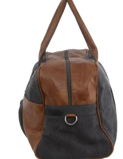 PIERRE CARDIN Canvas Overnight Bag with Front Pocket in Black