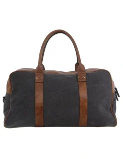 PIERRE CARDIN Canvas Overnight Bag with Front Pocket in Black