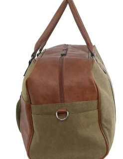 PIERRE CARDIN Canvas Overnight Bag with Front Pocket in Brown