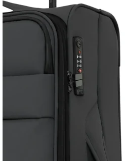 PIERRE CARDIN Horizon Soft Water-Repellent Large Suitcase Spinner in Charcoal