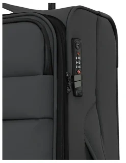 PIERRE CARDIN Horizon Soft Water-Repellent MEDIUM Suitcase Spinner in Charcoal