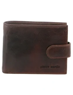 PIERRE CARDIN Italian Leather Tab Wallet in Chocolate