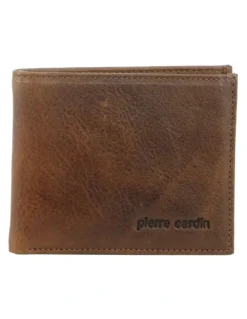 PIERRE CARDIN Italian Leather Bi-Fold Wallet in Cognac