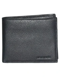 PIERRE CARDIN Italian Leather Bi-Fold Wallet in Black