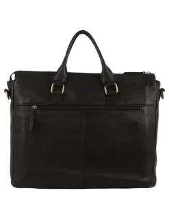 PIERRE CARDIN Italian Leather Business Briefcase/Messenger Bag in Black