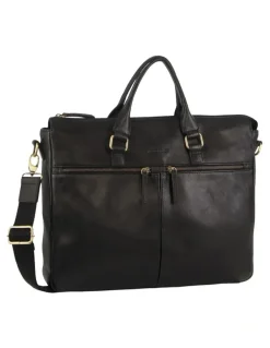 PIERRE CARDIN Italian Leather Business Briefcase/Messenger Bag in Black