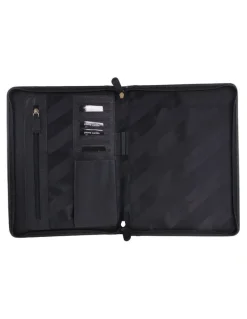 PIERRE CARDIN Leather A4 Business Compendium/Folio in Black