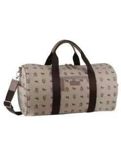 PIERRE CARDIN Leather Art Design Duffle Bag in Beige
