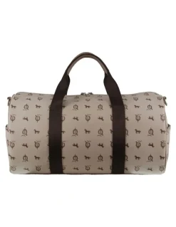 PIERRE CARDIN Leather Art Design Duffle Bag in Beige