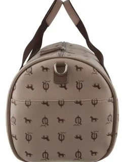 PIERRE CARDIN Leather Art Design Duffle Bag in Beige