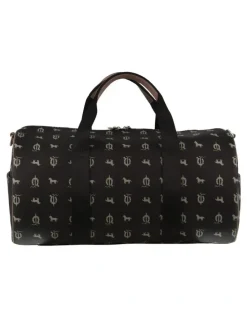 PIERRE CARDIN Leather Art Design Duffle Bag in Black