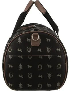 PIERRE CARDIN Leather Art Design Duffle Bag in Black