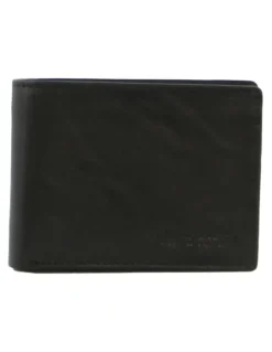 PIERRE CARDIN Leather Bi-Fold Wallet in Black