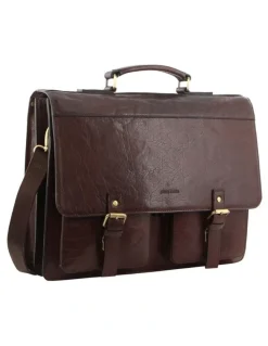 PIERRE CARDIN Leather Business/Computer Bag in Brown