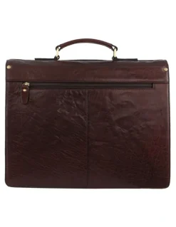 PIERRE CARDIN Leather Business/Computer Bag in Brown
