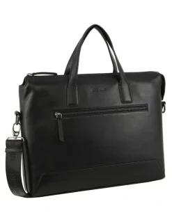 PIERRE CARDIN Leather Business Travel Bag in Black