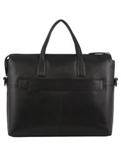 PIERRE CARDIN Leather Business Travel Bag in Black