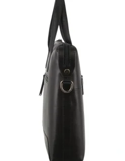 PIERRE CARDIN Leather Business Travel Bag in Black