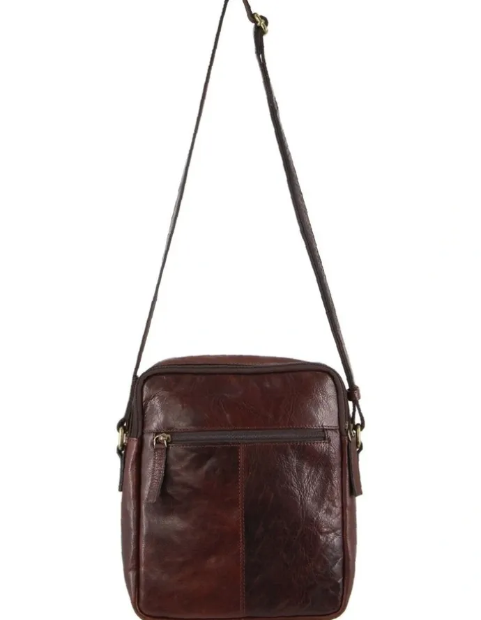 PIERRE CARDIN Leather Cross-Body Bag in Chestnut