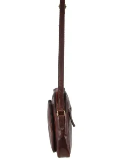 PIERRE CARDIN Leather Cross-Body Bag in Chestnut