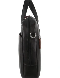 PIERRE CARDIN Leather Multi-Compartment Business Bag in Black