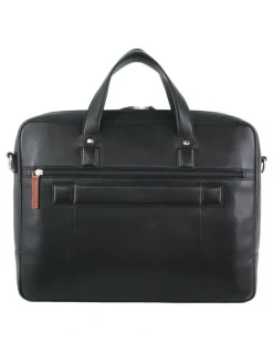 PIERRE CARDIN Leather Multi-Compartment Business Bag in Black